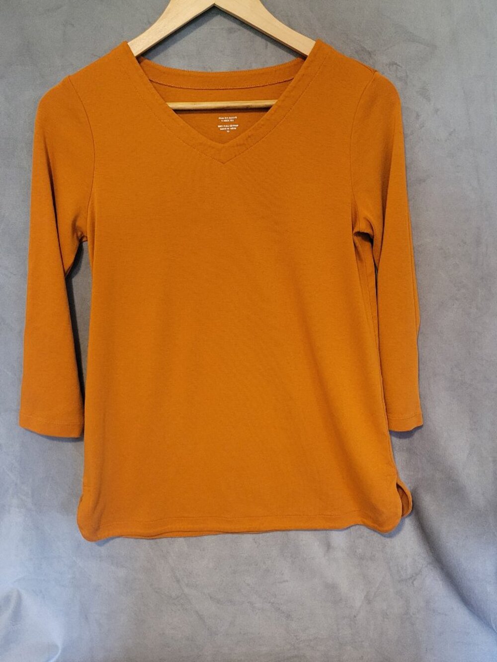 J. Jill Orange 100% Pima Cotton Knit 3/4 Sleeve V-Neck Tee XS